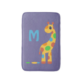 Farbiger Cartoon Giraffe Monogram Badematte