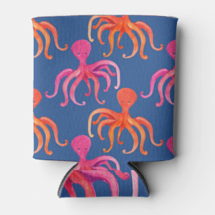 Farbiger Cartoon Octopus Wasserfarben Muster Dosenkühler
