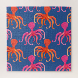 Farbiger Cartoon Octopus Wasserfarben Muster Puzzle