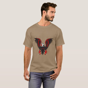 Farbiger Cartoon Roter und Schwarzer Adler T-Shirt