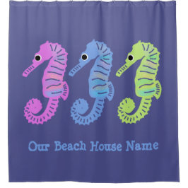 Farbiger Cartoon Seashorses Personalisiert Duschvorhang