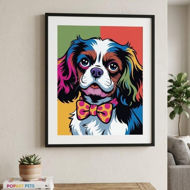 Farbiger Cavalier King Charles Spaniel Pop Art Poster (cavalier king charles spaniel pop art poster)
