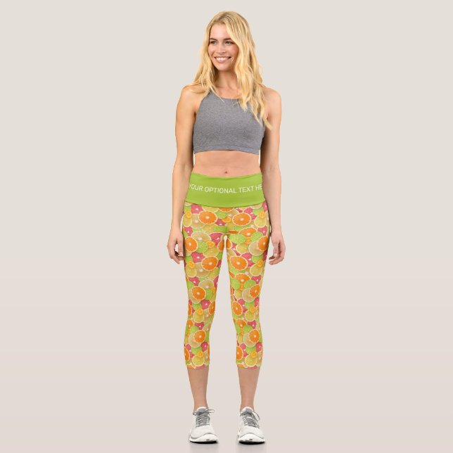 Farbiger Citrus-benutzerdefinierter Text Capri Leggings (Vorderseite)