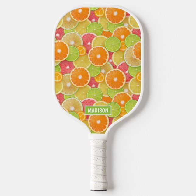 Farbiger Citrus individuelle Name Pickleball Schläger (Vorderseite)