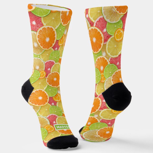 Farbiger Citrus individuelle Name Socken (Gewinkelt)