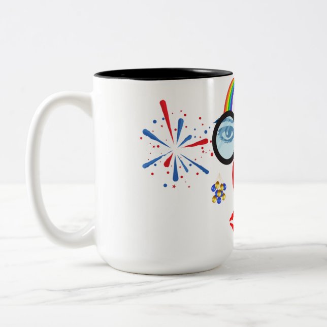 Farbiger Clown Zweifarbige Tasse (Links)