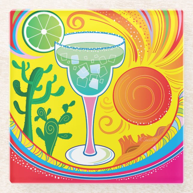 Farbiger Cocktail Glasuntersetzer (Vorderseite)