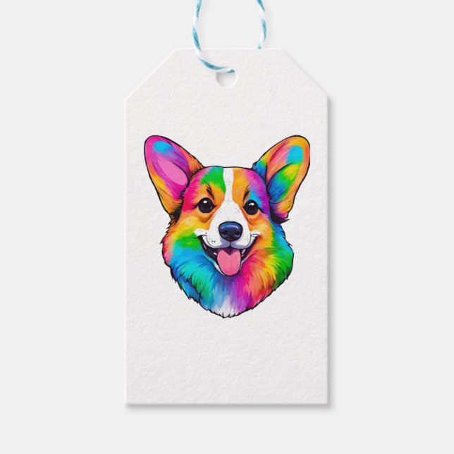 Farbiger Corgi Geschenkanhänger (Vorderseite)