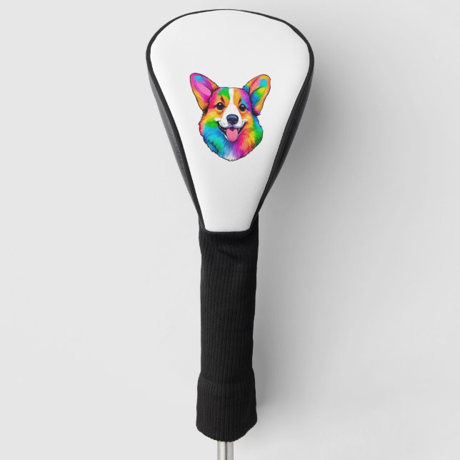 Farbiger Corgi Golf Headcover (Vorderseite)