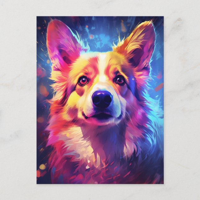 Farbiger Corgi Postkarte (Vorderseite)