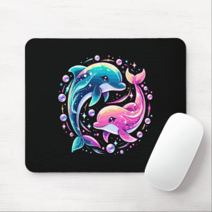 Farbiger Delfin-Ozean-Kunst Bunter Meerestier-Lieb Mousepad