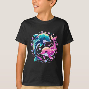 Farbiger Delfin-Ozean-Kunst Bunter Meerestier-Lieb T-Shirt