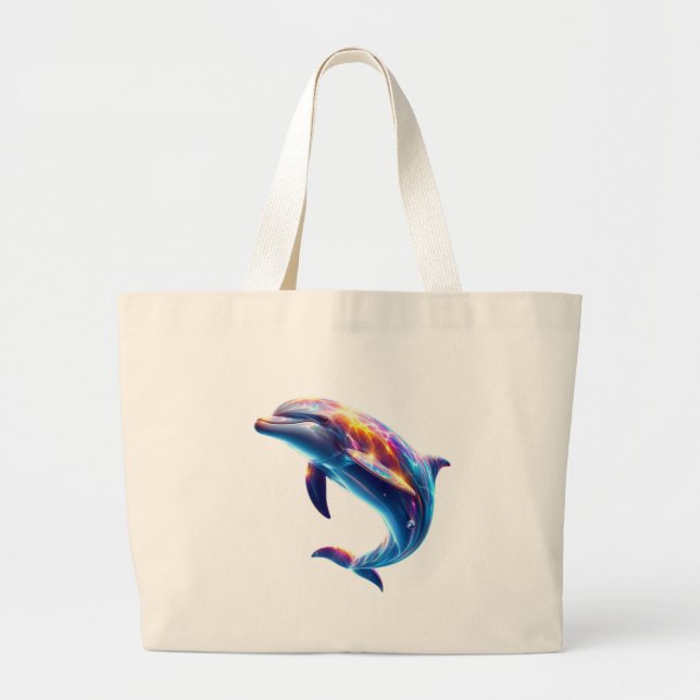 Farbiger Delfin Süße Kunst Jumbo Stoffbeutel (Vorne)