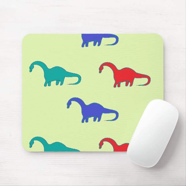 Farbiger Dino auf Grün Mousepad (Mit Mouse)
