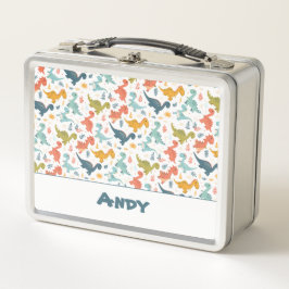 Farbiger Dinosaurier-Cartoon niedlicher Mustername Metall Brotdose