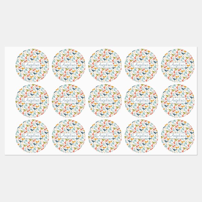 Farbiger Dinosaurier-Cartoon niedliches Muster, we Etiketten (Blatt)