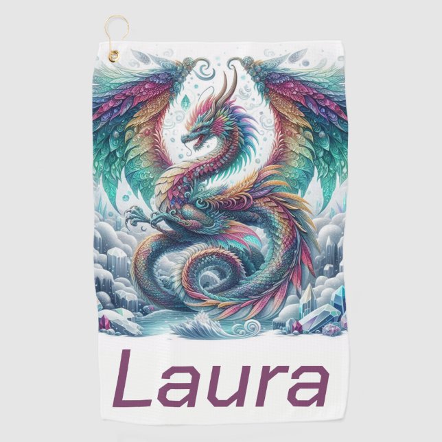 farbiger Drache Golfhandtuch (Vorderseite)