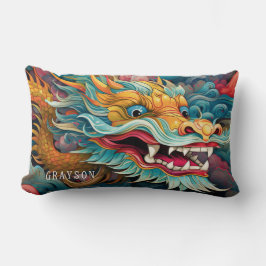 Farbiger Drache Moderner Personalisierter Name Lendenkissen