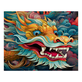 Farbiger Drache Moderner Personalisierter Name Poster