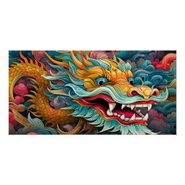 Farbiger Drache Moderner Personalisierter Name Poster