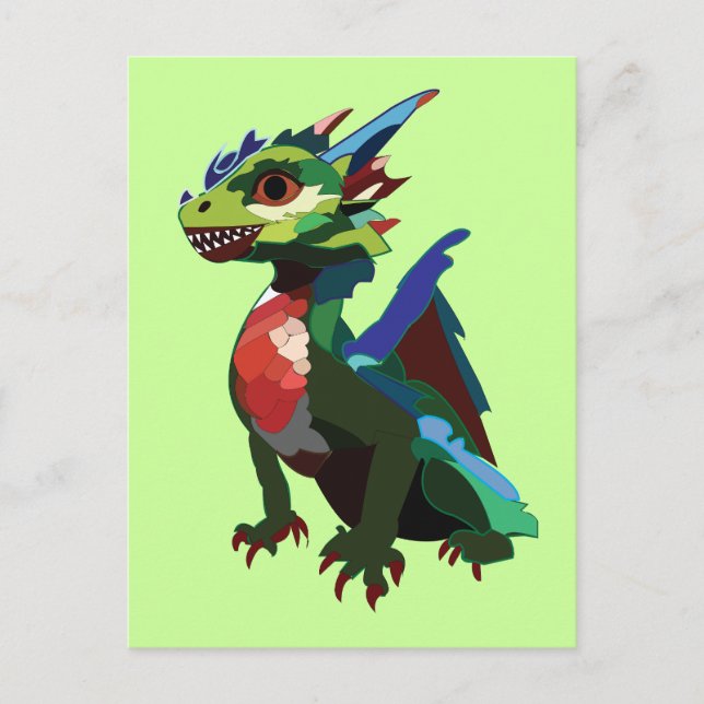 Farbiger Drache  Postkarte (Vorderseite)