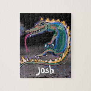 Farbiger Drache und Personalisierter Name Puzzle