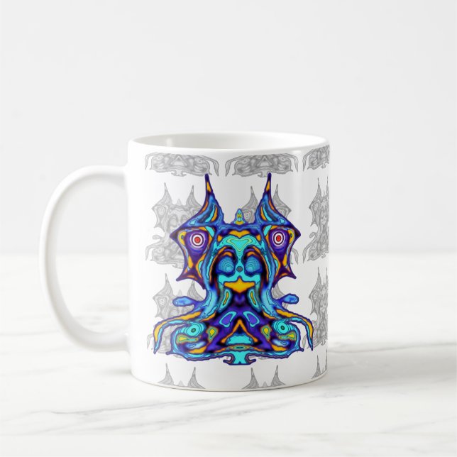 Farbiger Drachenvogel auf dem Thron v1.1 Kaffeetasse (Links)