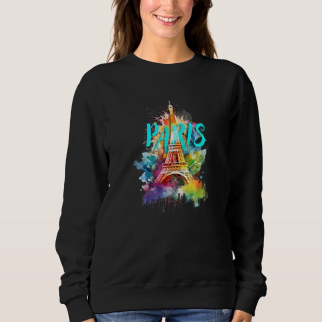 Farbiger Eiffelturm von Paris  Frankreich Sweatshirt (Vorderseite)