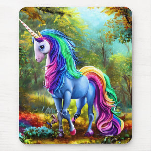 Farbiger Einhorn-Hengst im Wald-46567 Mousepad