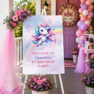 Farbiger Einhorn Magischer Tag Mädchen Geburtstag Poster