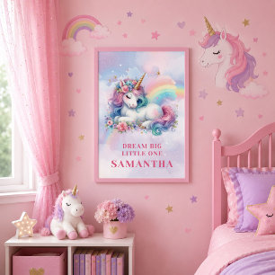 Farbiger Einhorn Magischer Tag Mädchen Geburtstag Poster