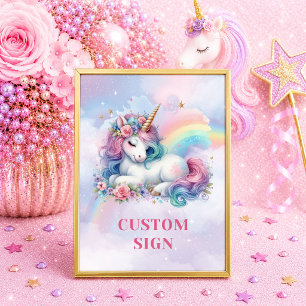 Farbiger Einhorn Magischer Tag Mädchen Geburtstag Poster