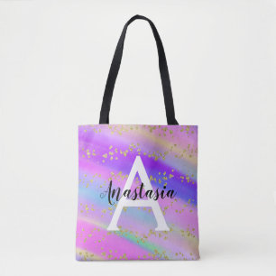 Farbiger Einhorn Regenbogen Gold Glitter Monogramm