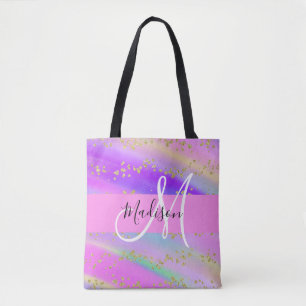 Farbiger Einhorn Regenbogen Gold Glitter Monogramm