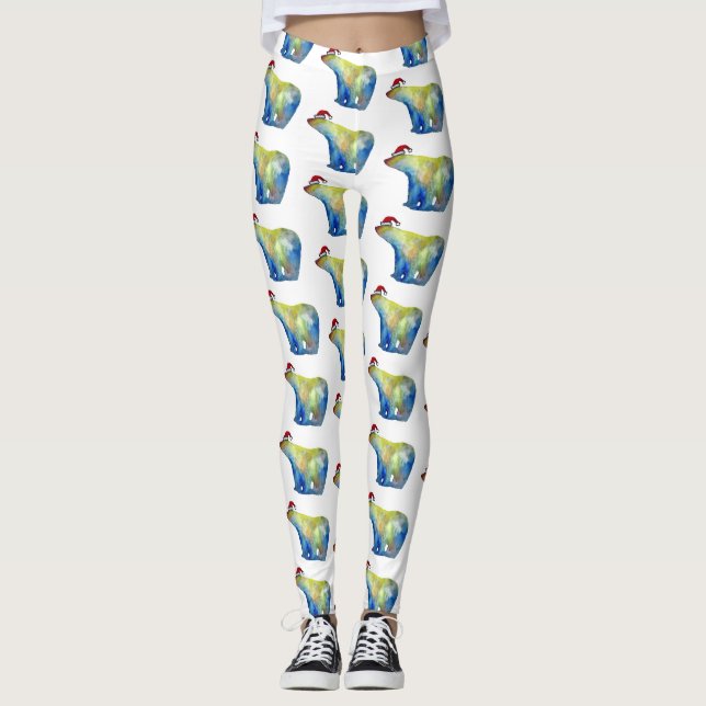 Farbiger Eisbär - Santa Custom Leggings (Vorderseite)