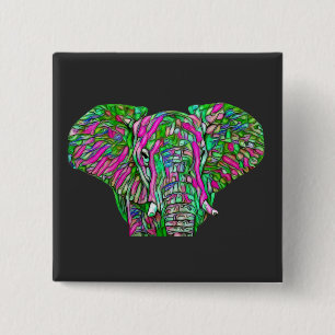 Farbiger Elefant Button