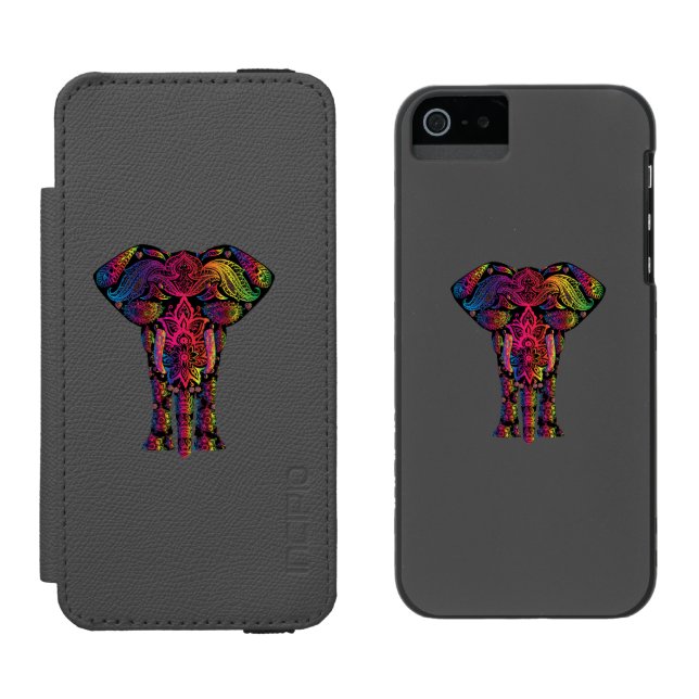 Farbiger Elefant-Cartoon Incipio iPhone Geldbeutel-Hülle (Seite an Seite)