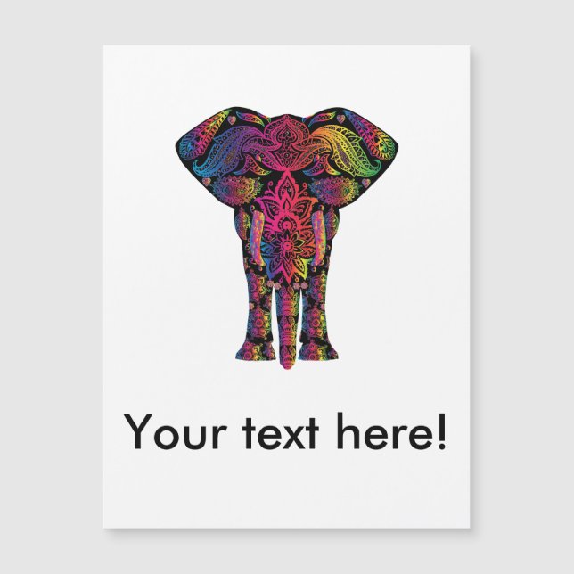 Farbiger Elefant-Cartoon Magnetkarte (Vorderseite)