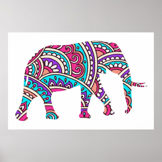 Farbiger Elefant Poster (Vorne)