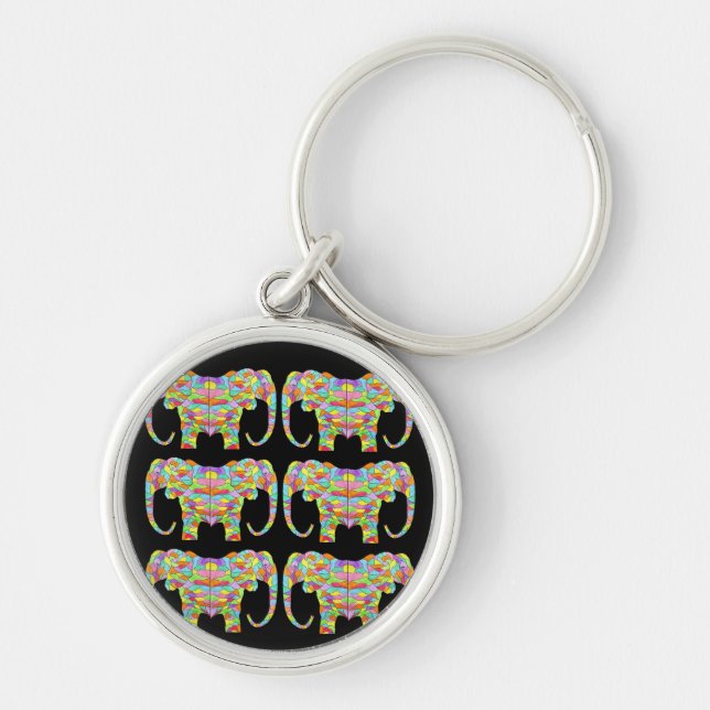 Farbiger Elefant Schlüsselanhänger (Vorne)