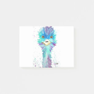 Farbiger Emu-Vogel Blaue Aquarell-Tiere Post-it Klebezettel