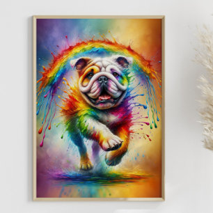 Farbiger englischer Bulldog Paint-Spritzer Poster