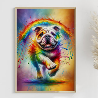Farbiger englischer Bulldog Paint-Spritzer Poster