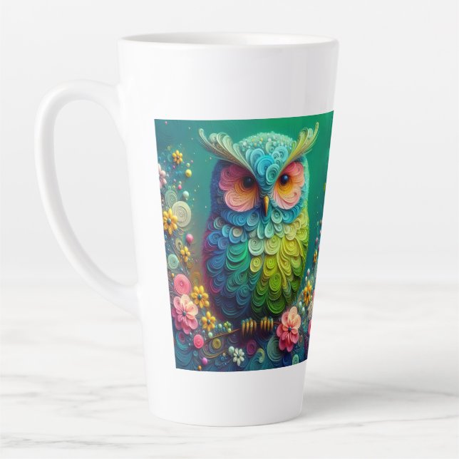 Farbiger Eulen-Latte-Mug 12 oz & 17 oz  Milchtasse (Links)