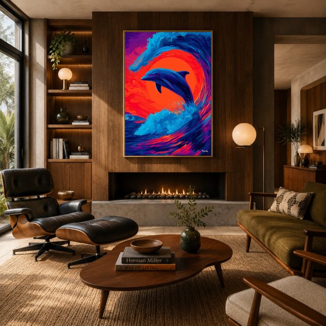 Farbiger expressionistischer Delfinwellen-Wandkuns Poster (Von Creator hochgeladen)