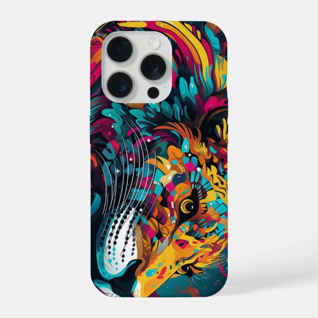 Farbiger Fantasietiger iPhone Hülle (Rückseite)