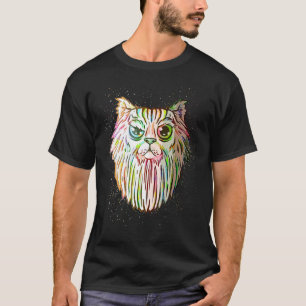 Farbiger Farbspritzer Bartkatze T-Shirt