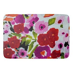 Farbiger Farbtupfer Tintenwasserfarben Blumen Badematte