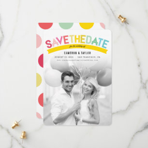 Farbiger Fettdruck Moderne Sommer Regenbogen Foto Save The Date