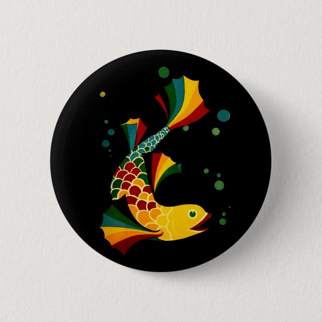 farbiger Fisch "n blubbles Button (Vorderseite)